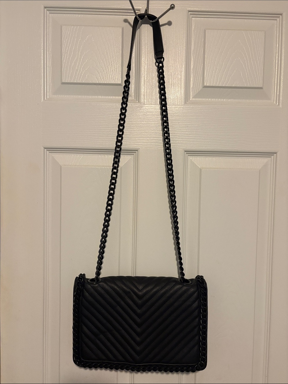 Aldo Quilted Chevron Crossbody Bag in Black